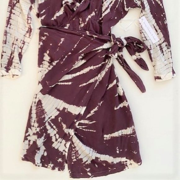 Young Fabulous & Broke YFB Crossover Tie Dye Wrap Dress Purple/White - Picture 2 of 5